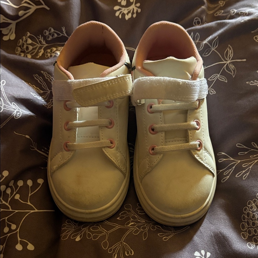 ANDREA FENZI Cream and Pink Kids Velcro Sneakers